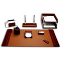 Mocha Brown 10 Piece Classic Top Grain Leather Desk Set